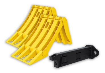 2x Hemmschuh Unterlegkeil Origamy 46 klappbar mit Gleitschutz + Doppelhalterung  3500kg 3,5t PKW Anhänger Lokhen